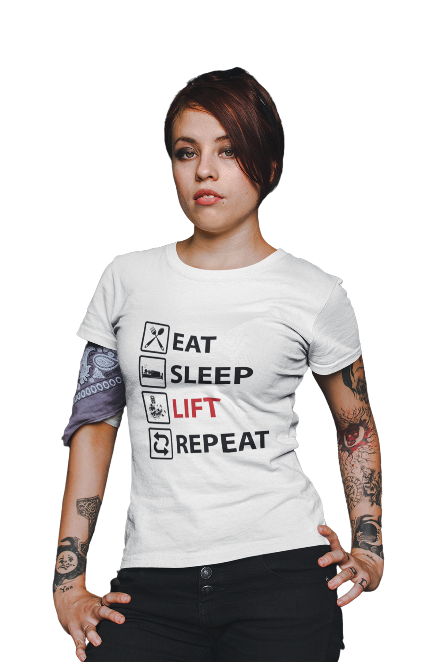 EAT SLEEP LIFT & REPEAT - Women's Gym T-shirt