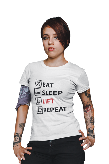 EAT SLEEP LIFT & REPEAT - Women's Gym T-shirt