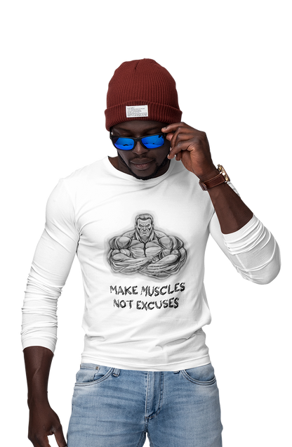 Make Muscles Not Excuses - Men's Full Sleeves Gym T-shirt