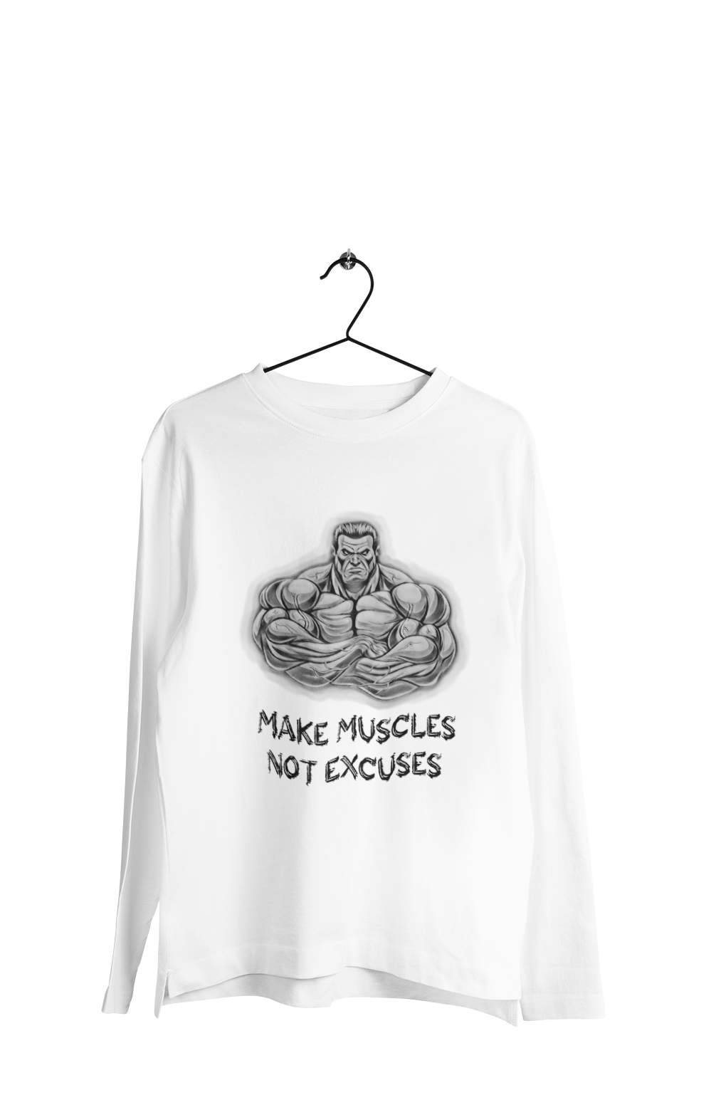 Make Muscles Not Excuses - Men's Full Sleeves Gym T-shirt