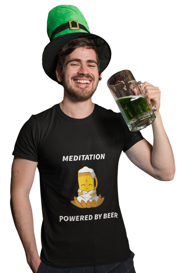 Meditation Powered by Beer - Beer Lovers Men's T-shirts
