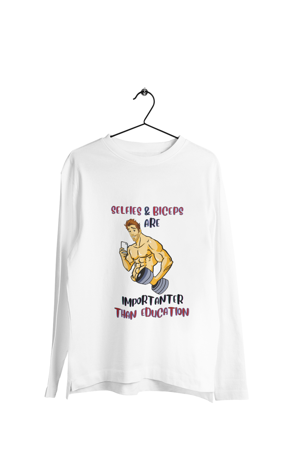 Selfies & Biceps - Men's Full Sleeves Gym T-shirt