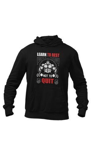 Learn To Rest - Black Gym Hoodies for Men (Printed on Front and Back, both)