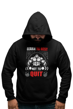 Learn To Rest - Black Gym Hoodies for Men (Printed on Front and Back, both)