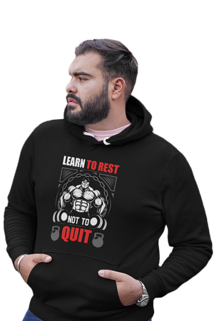 Learn To Rest - Black Gym Hoodies for Men (Printed on Front and Back, both)