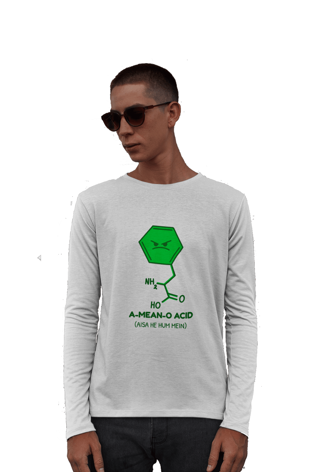 A-MEAN-O-ACID - Men's Full Sleeves College T-shirt - Letshandcraft