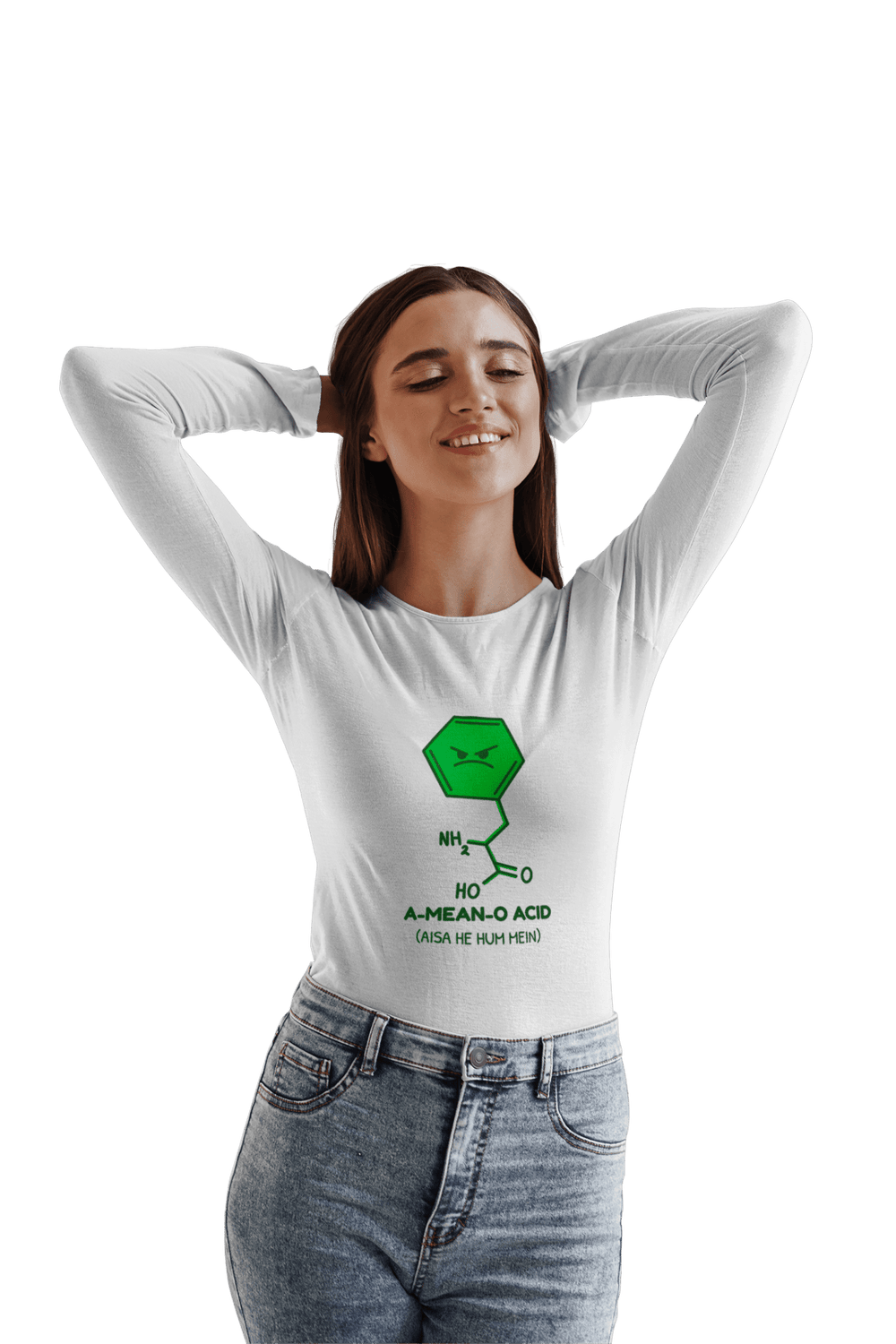 A-MEAN-O-ACID - Women's Full Sleeves College T-shirt - Letshandcraft