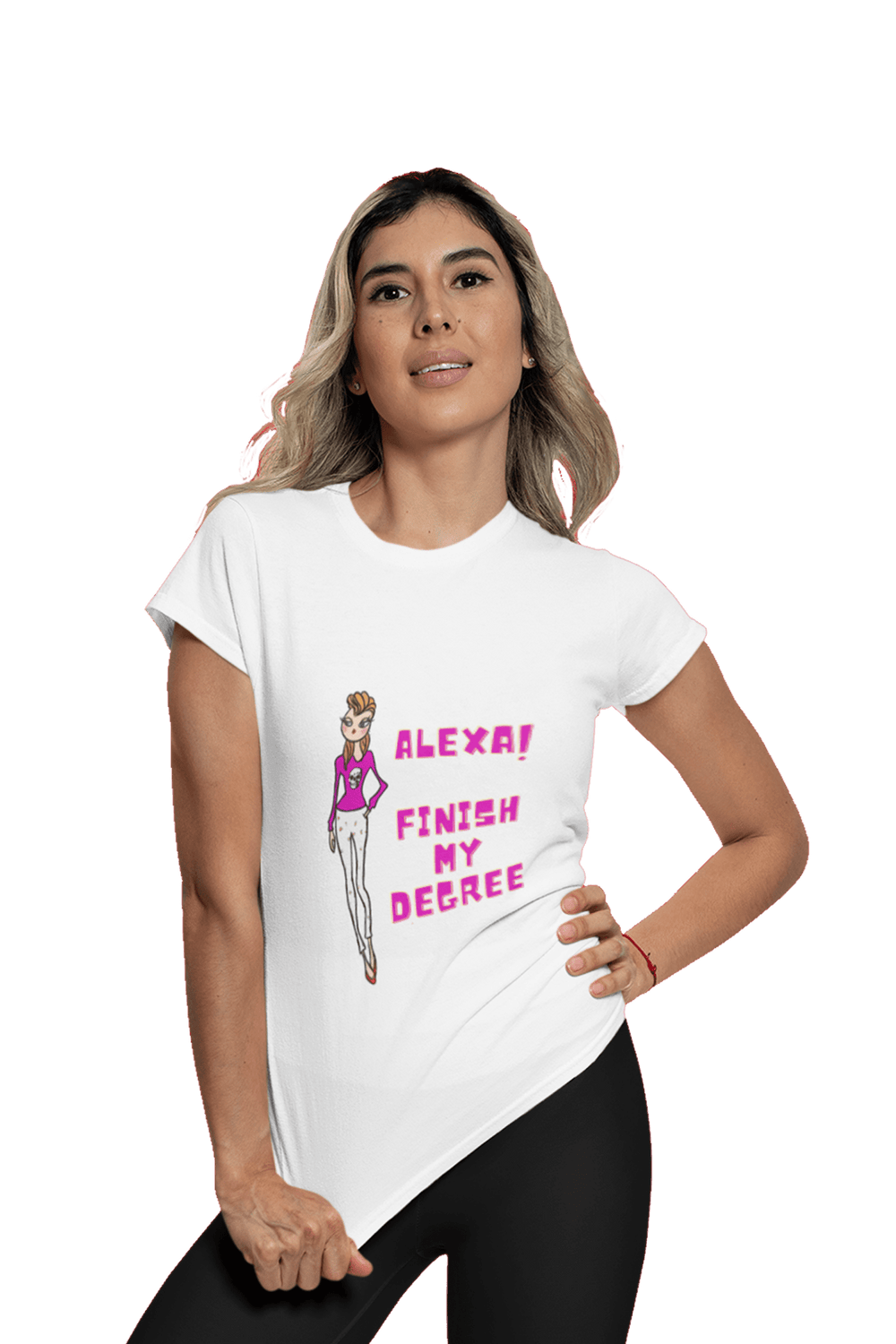 Alexa! Finish my Degree - Women's College T-shirt - Letshandcraft