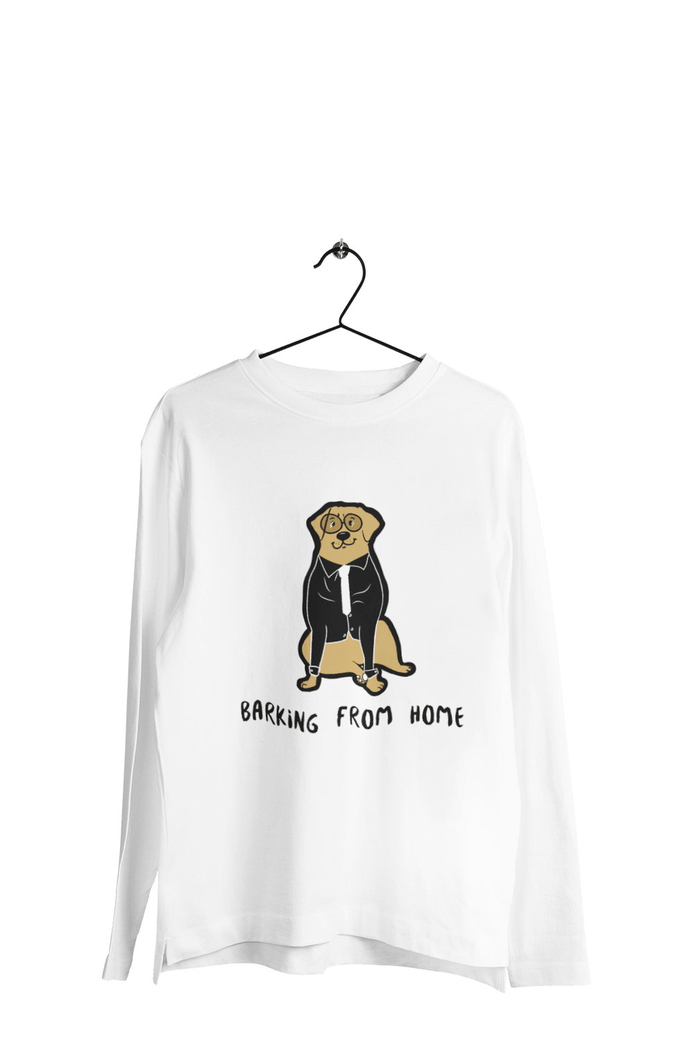Barking from Home - Men's Full Sleeves Dog T-shirt - Letshandcraft