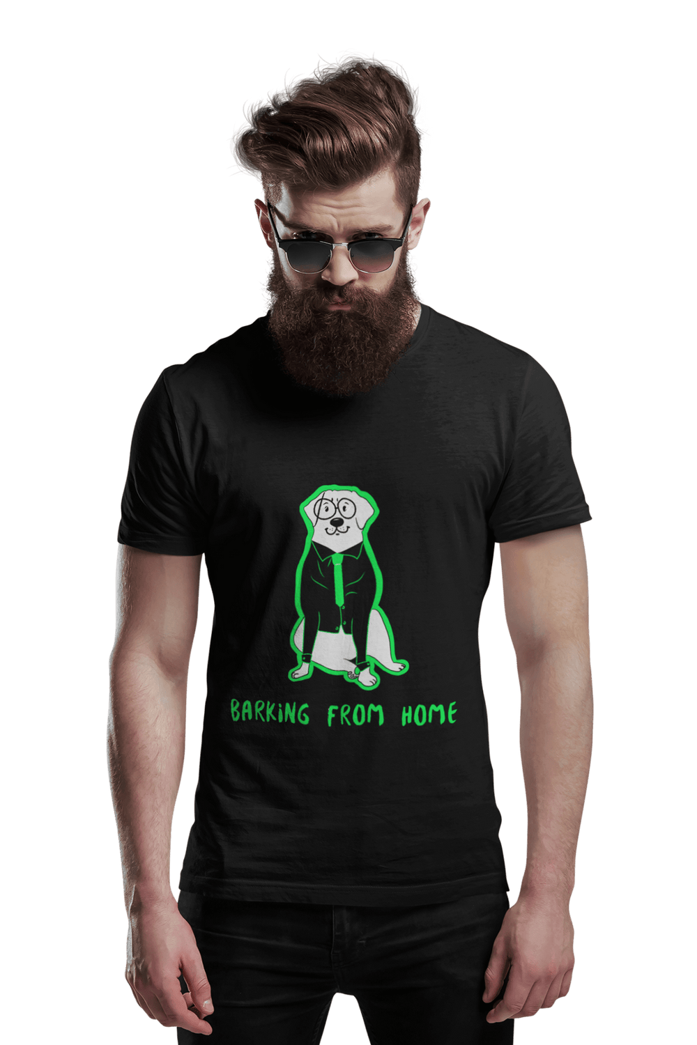 Barking from Home - Men's Half Sleeves Dog T-shirt - Letshandcraft