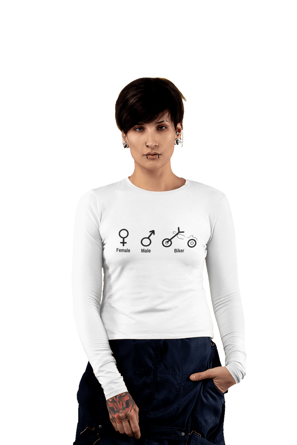 Biker Symbol - Women's Full Sleeves Bikers T-shirt - Letshandcraft