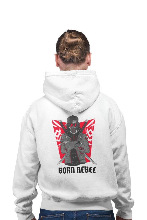 Born Rebel - White Gym Hoodies for Men (Printed on Front and Back, both) - Letshandcraft