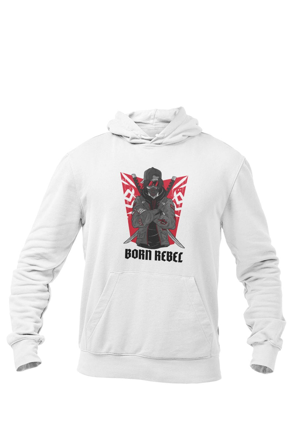 Born Rebel - White Gym Hoodies for Men (Printed on Front and Back, both) - Letshandcraft