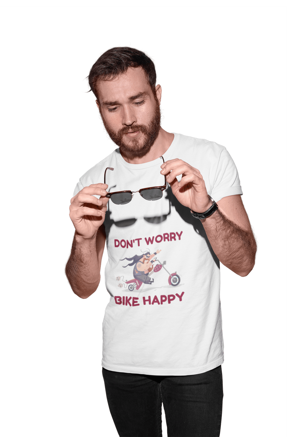 Don't Worry Bike Happy - Men's Bikers T-shirt - Letshandcraft