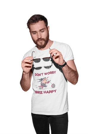 Don't Worry Bike Happy - Men's Bikers T-shirt - Letshandcraft