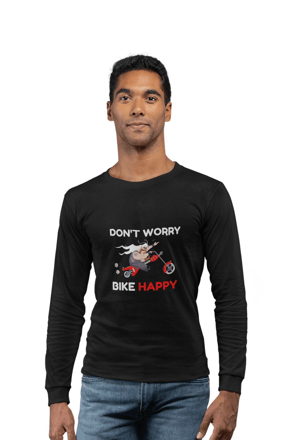 Don't Worry Bike Happy - Men's Full Sleeves Bikers T-shirt - Letshandcraft