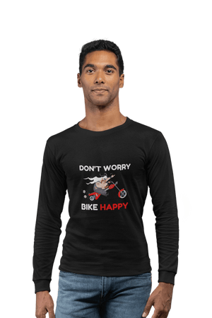 Don't Worry Bike Happy - Men's Full Sleeves Bikers T-shirt - Letshandcraft