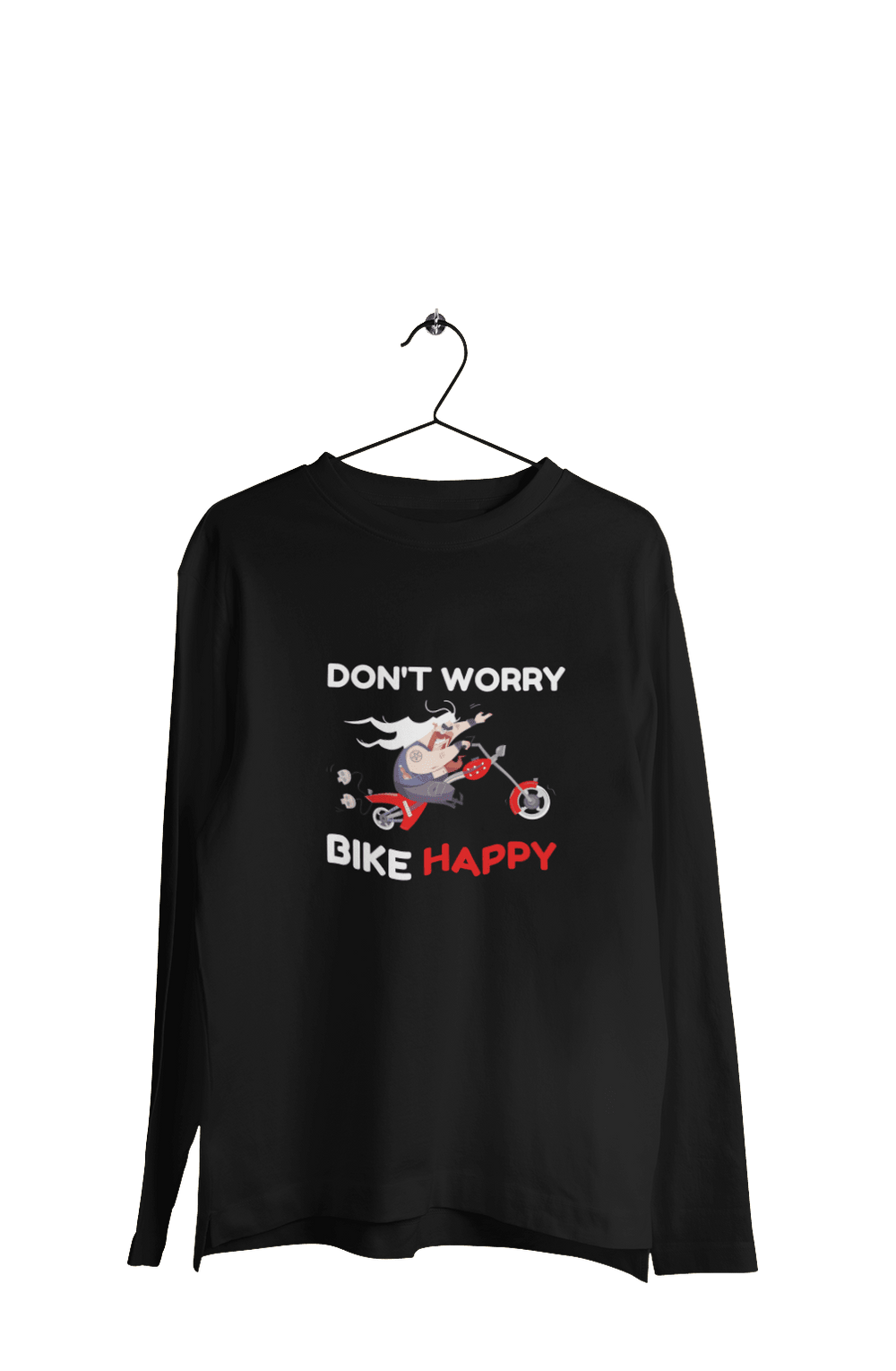 Don't Worry Bike Happy - Men's Full Sleeves Bikers T-shirt - Letshandcraft