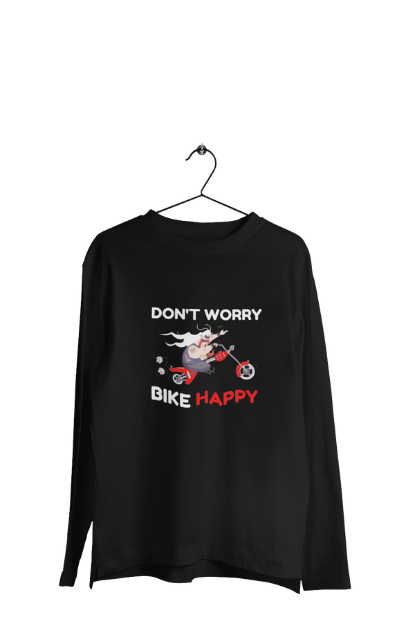 Don't Worry Bike Happy - Men's Full Sleeves Bikers T-shirt - Letshandcraft