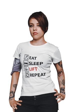 EAT SLEEP LIFT & REPEAT - Women's Gym T-shirt - Letshandcraft