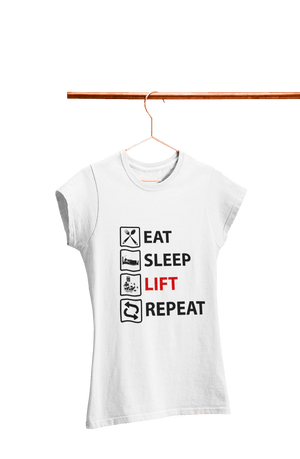 EAT SLEEP LIFT & REPEAT - Women's Gym T-shirt - Letshandcraft