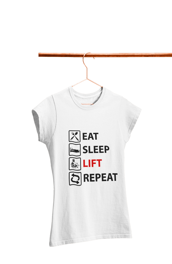 EAT SLEEP LIFT & REPEAT - Women's Gym T-shirt - Letshandcraft