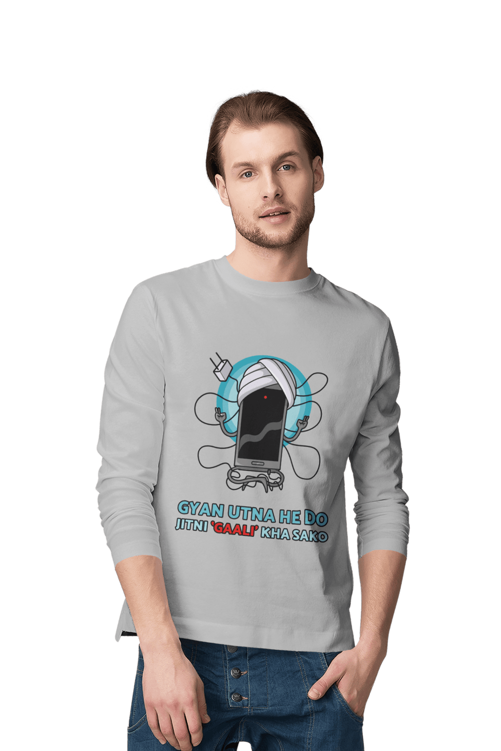 Gyan Utna Jitni Gaali - Men's Full Sleeves Funny T-shirt - Letshandcraft