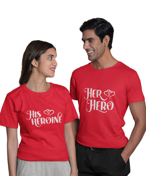 Her Hero & His Heroine - Couple T-shirts (Pack of 2) - Letshandcraft
