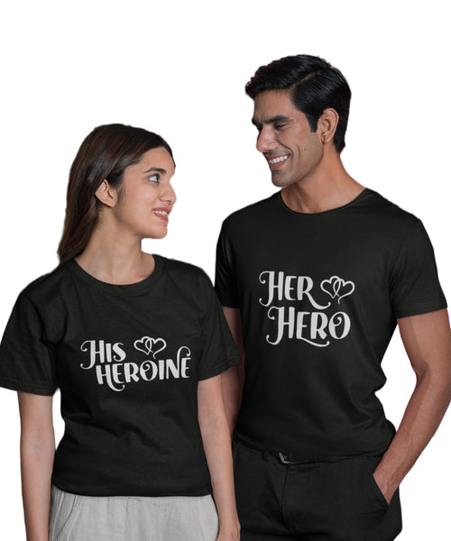 Her Hero & His Heroine - Couple T-shirts (Pack of 2) - Letshandcraft