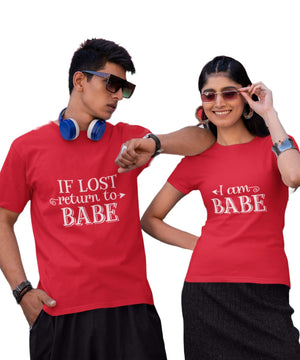If lost Return to Babe v. I am Babe - Couple T-shirts (Pack of 2) - Letshandcraft