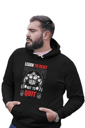 Learn To Rest - Black Gym Hoodies for Men (Printed on Front and Back, both) - Letshandcraft