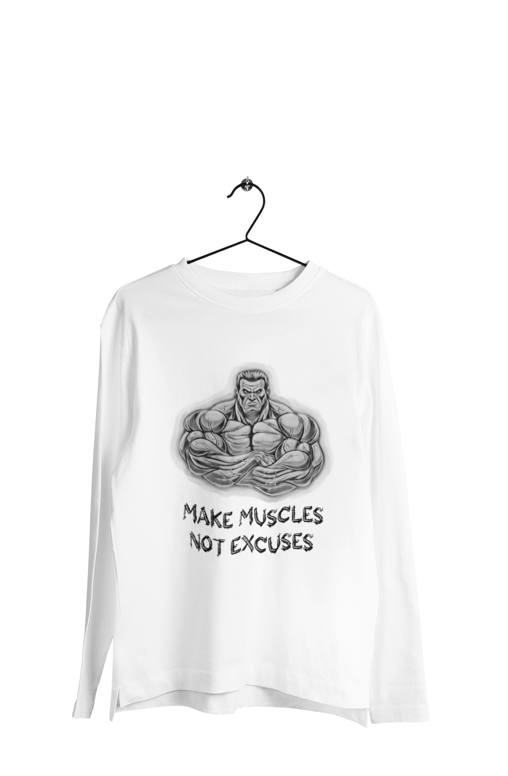 Make Muscles Not Excuses - Men's Full Sleeves Gym T-shirt - Letshandcraft