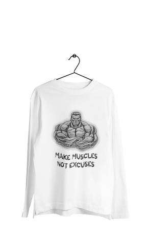 Make Muscles Not Excuses - Men's Full Sleeves Gym T-shirt - Letshandcraft