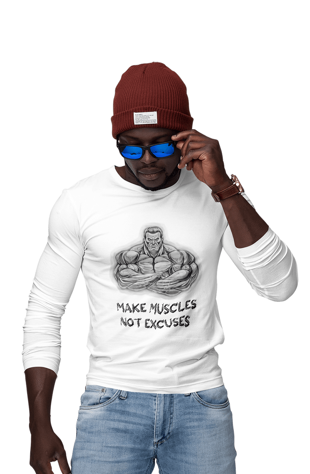 Make Muscles Not Excuses - Men's Full Sleeves Gym T-shirt - Letshandcraft