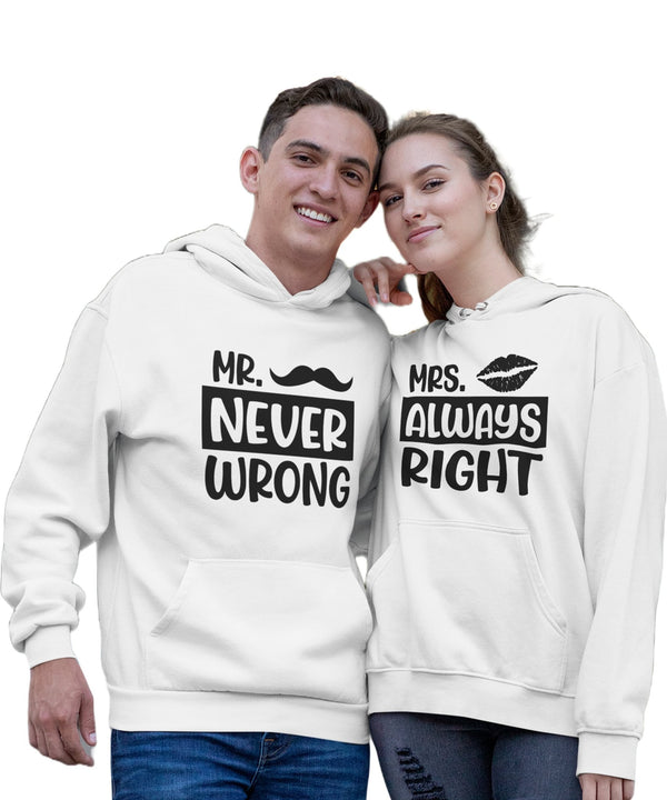 Mr. Never Wrong & Mrs. Always Right - Couple Hoodies (pack of 2) - Letshandcraft