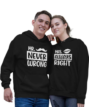 Mr. Never Wrong & Mrs. Always Right - Couple Hoodies (pack of 2) - Letshandcraft