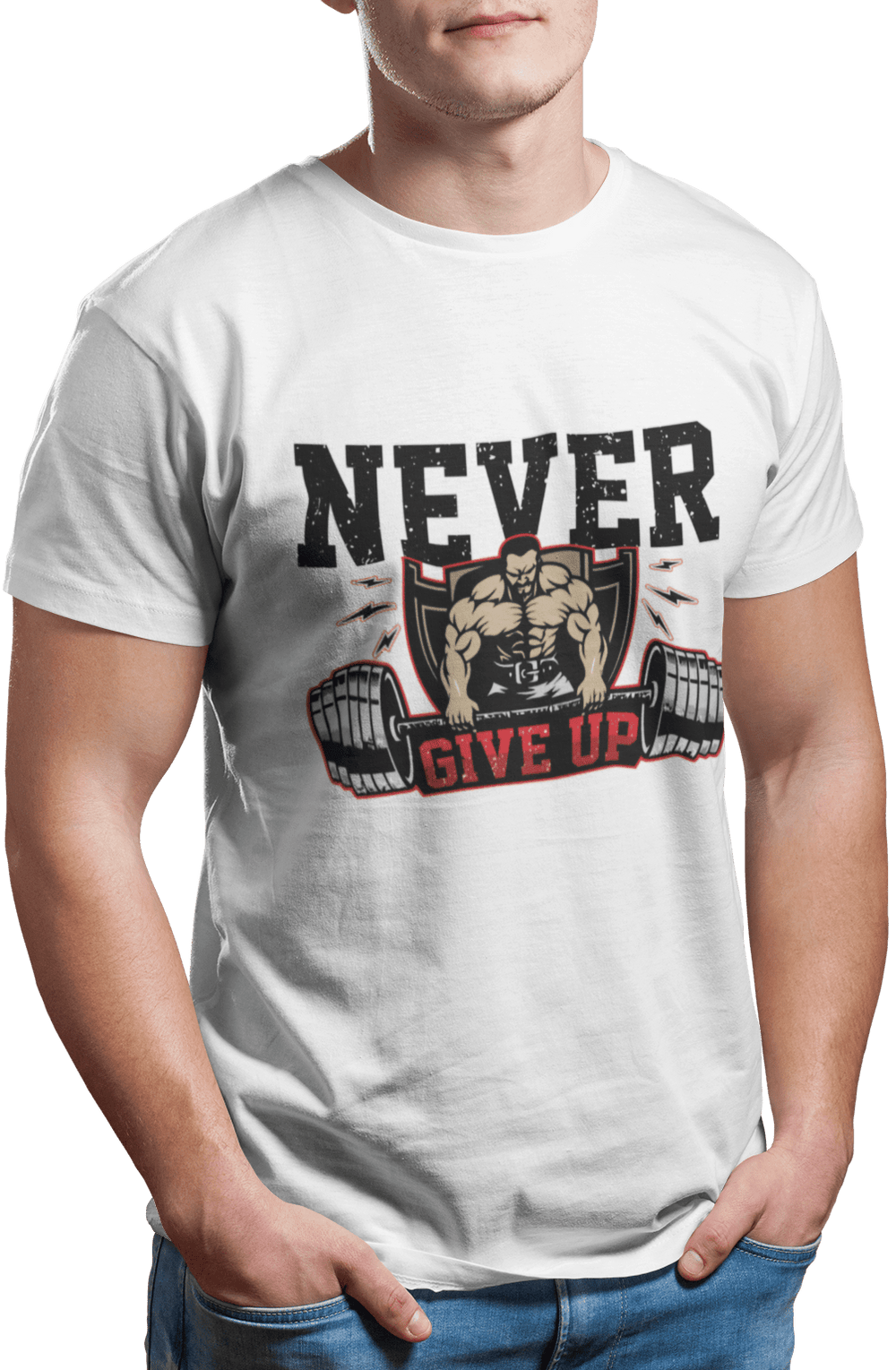 Never Give Up - Men's Gym T-shirt - Letshandcraft