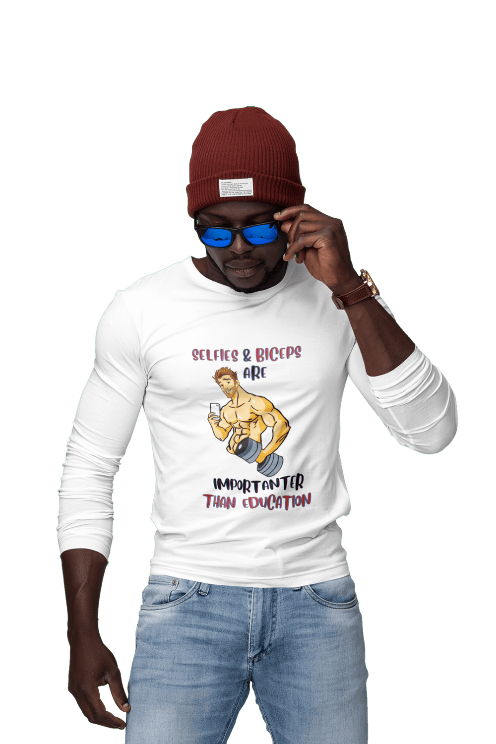 Selfies & Biceps - Men's Full Sleeves Gym T-shirt - Letshandcraft