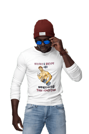Selfies & Biceps - Men's Full Sleeves Gym T-shirt - Letshandcraft