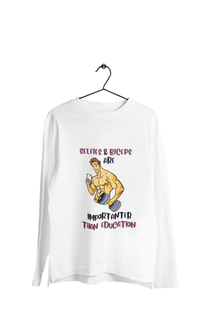 Selfies & Biceps - Men's Full Sleeves Gym T-shirt - Letshandcraft