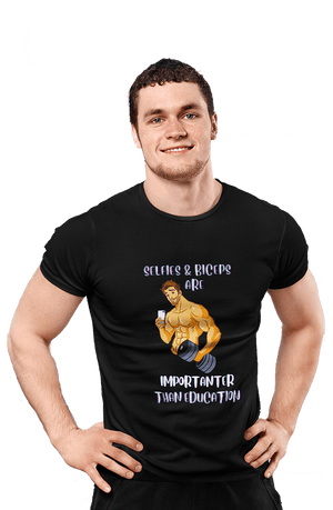 Selfies & Biceps - Men's Gym T-shirt - Letshandcraft