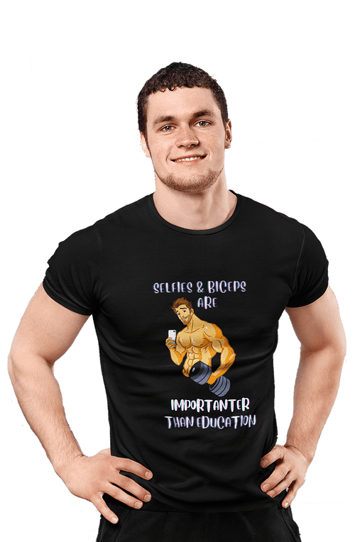 Selfies & Biceps - Men's Gym T-shirt - Letshandcraft