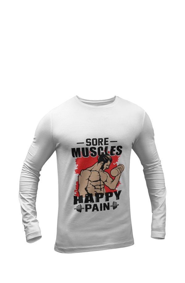 Sore Muscles Happy Pain - Men's Full Sleeves Gym T-shirt - Letshandcraft