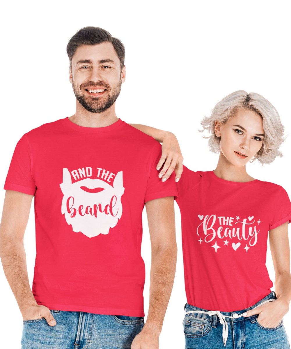 The Beauty and the Beard - Couple T-shirts (Pack of 2) - Letshandcraft