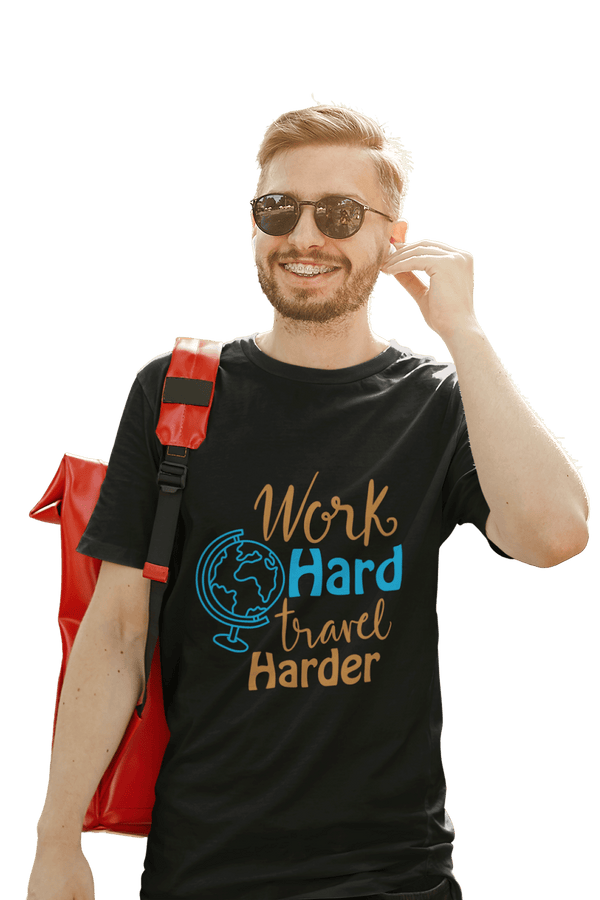Work Hard Travel Harder - Men's Travellers T-shirt - Letshandcraft